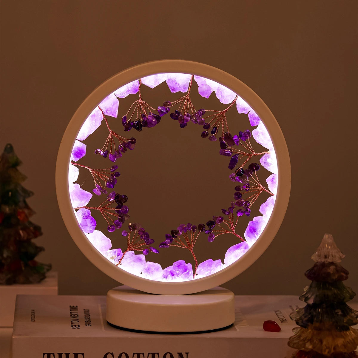 1PC Natural Amethyst Crystal Healing Luck Tree Crystals Night Raw Stone Table for Meditation Yoga