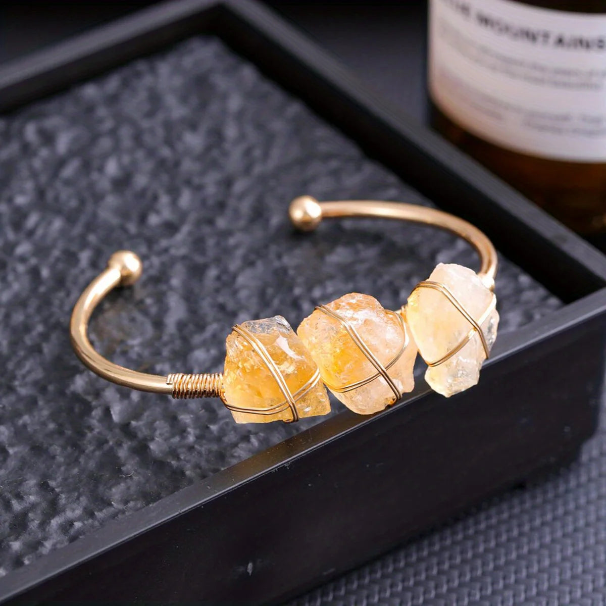 YEEVAA 1pc Natural Crystal Bracelet Irregular Raw Stone Copper Wire Wrapped Chakra Healing Balance Gemstone Bangle Jewelry Gift