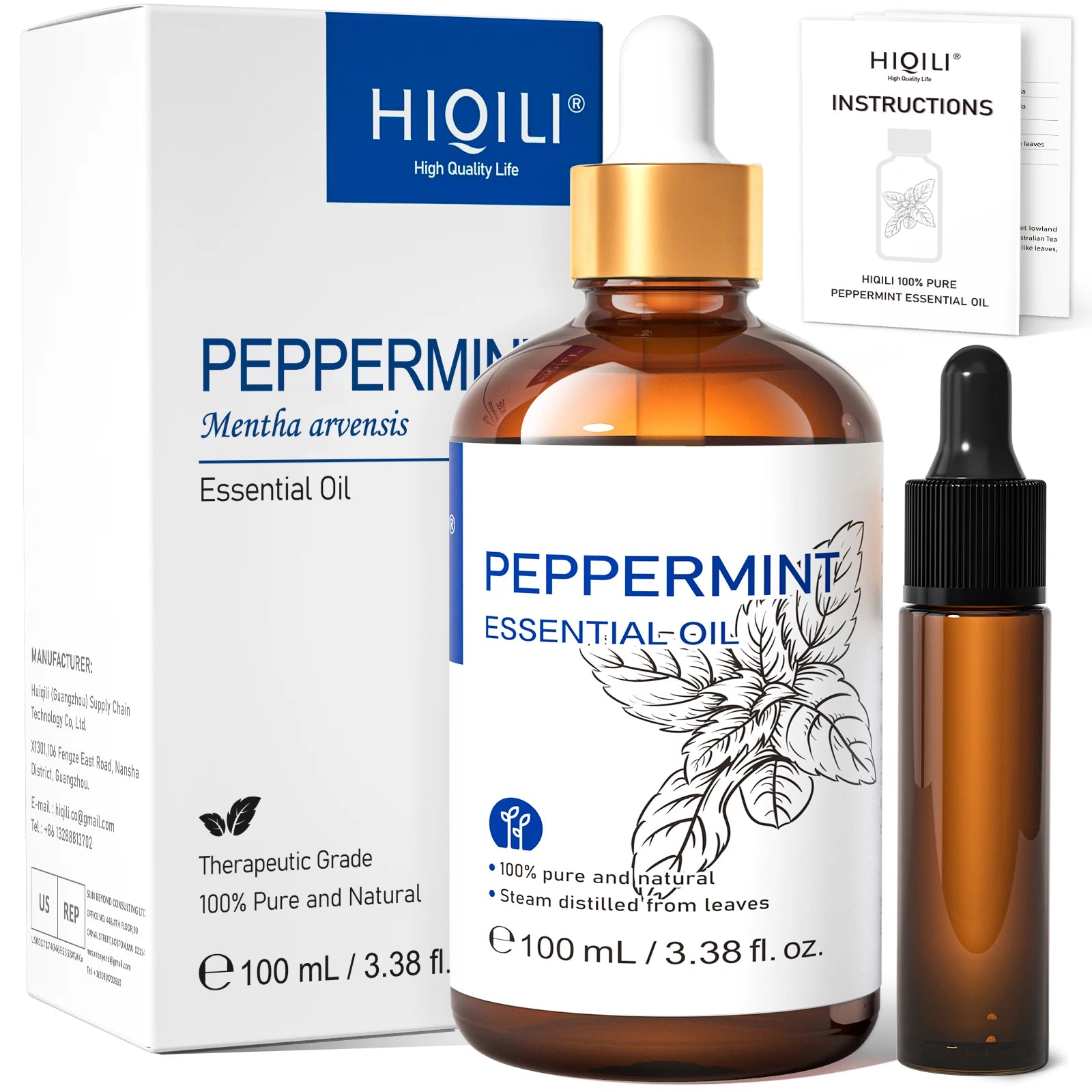 HIQILI 100% Tea Tree Essential Oil 100ml for Aromatherapy Massage DIY Beauty Skin Hair Relaxation Lavender Ginger Sandalwood