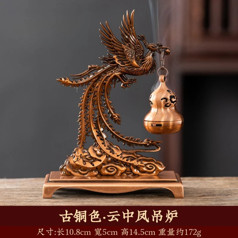 Creative Mini Alloy Phoenix Hanging Incense Burner Incense Holder Yoga Room Indoor Aroma Burners Home Fragrance Decor