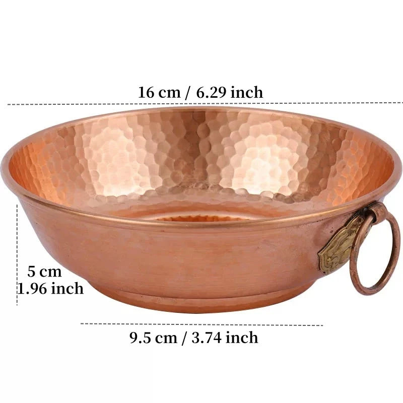 Red Copper Aromatherapy Dish,Engraving Hammer Texture Incense Pile Plate,Tibetan Religious Item Tray Desktop Altars Decorative