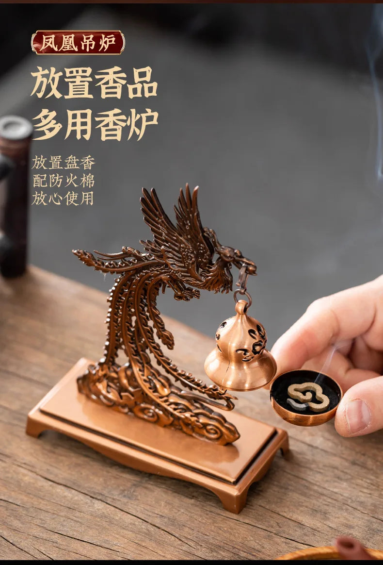 Creative Mini Alloy Phoenix Hanging Incense Burner Incense Holder Yoga Room Indoor Aroma Burners Home Fragrance Decor
