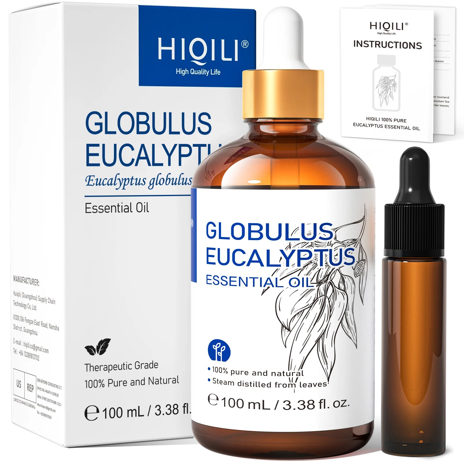 HIQILI 100% Tea Tree Essential Oil 100ml for Aromatherapy Massage DIY Beauty Skin Hair Relaxation Lavender Ginger Sandalwood