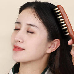 1 Pcs Sandalwood Massage Comb With Wide Teeth Unblocks The Meridians Of The Head The Brass Meridian Scalp And Hair Therapy Comb