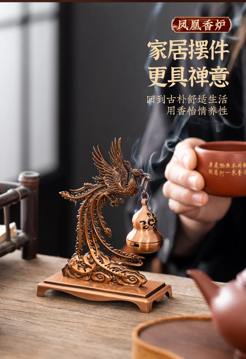 Creative Mini Alloy Phoenix Hanging Incense Burner Incense Holder Yoga Room Indoor Aroma Burners Home Fragrance Decor