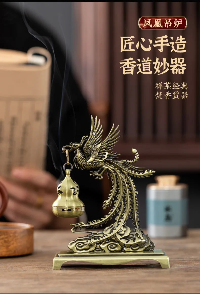 Creative Mini Alloy Phoenix Hanging Incense Burner Incense Holder Yoga Room Indoor Aroma Burners Home Fragrance Decor