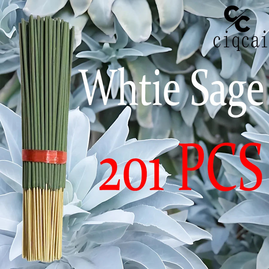 Hot-Selling High-Quality White Sage Incense Sticks, 22cm Long Thickened Handmade Bamboo Stick Incense, Natural Fragrance, Long-Lasting Scent, Suitable for Meditation, Yoga, Massage, Perfect Choice for Purifying the Air in Hom