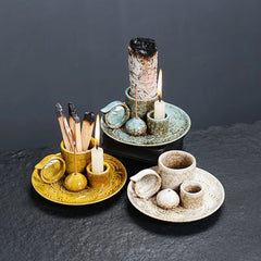 4 in 1 Ceramic Palo Santo Sticks Holder Incense Burner Sage Holder Incense Holders Ash Catcher Tray for Meditation Yoga Room
