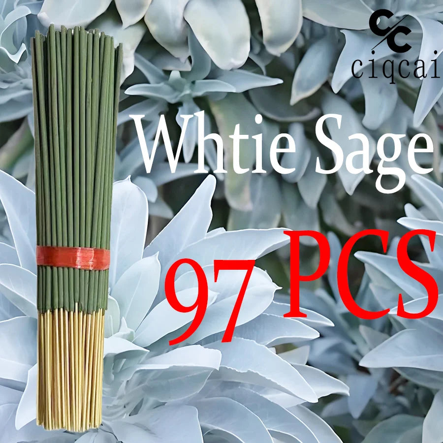 Hot-Selling High-Quality White Sage Incense Sticks, 22cm Long Thickened Handmade Bamboo Stick Incense, Natural Fragrance, Long-Lasting Scent, Suitable for Meditation, Yoga, Massage, Perfect Choice for Purifying the Air in Hom