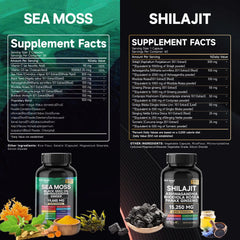 Bundle Sea Moss and shilajit |High Potency Vitality Combo - Ashwagandha Turmeric Bladder, Burdock 2000 Mg  & Ginger, Vitamin C