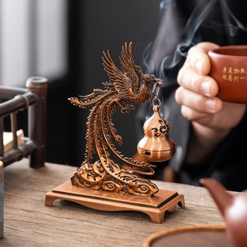 Creative Mini Alloy Phoenix Hanging Incense Burner Incense Holder Yoga Room Indoor Aroma Burners Home Fragrance Decor