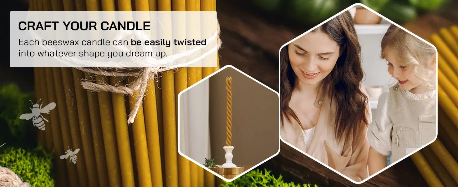 50-300Pcs Natural Beeswax Candles Decorative Hanukkah Candles Beeswax Birthday Candles for Church Prayer Cake Christmas 6.29in