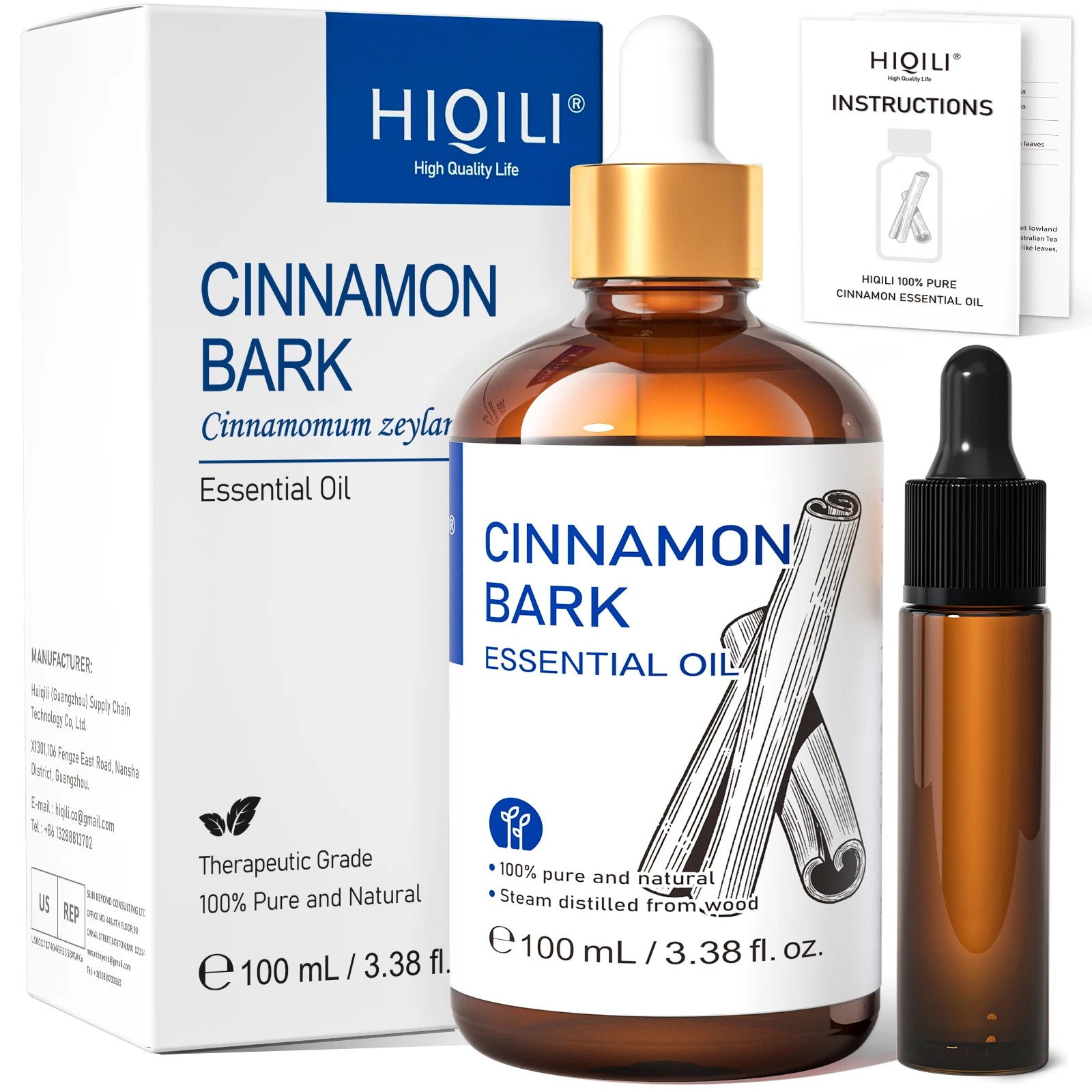 HIQILI 100% Tea Tree Essential Oil 100ml for Aromatherapy Massage DIY Beauty Skin Hair Relaxation Lavender Ginger Sandalwood
