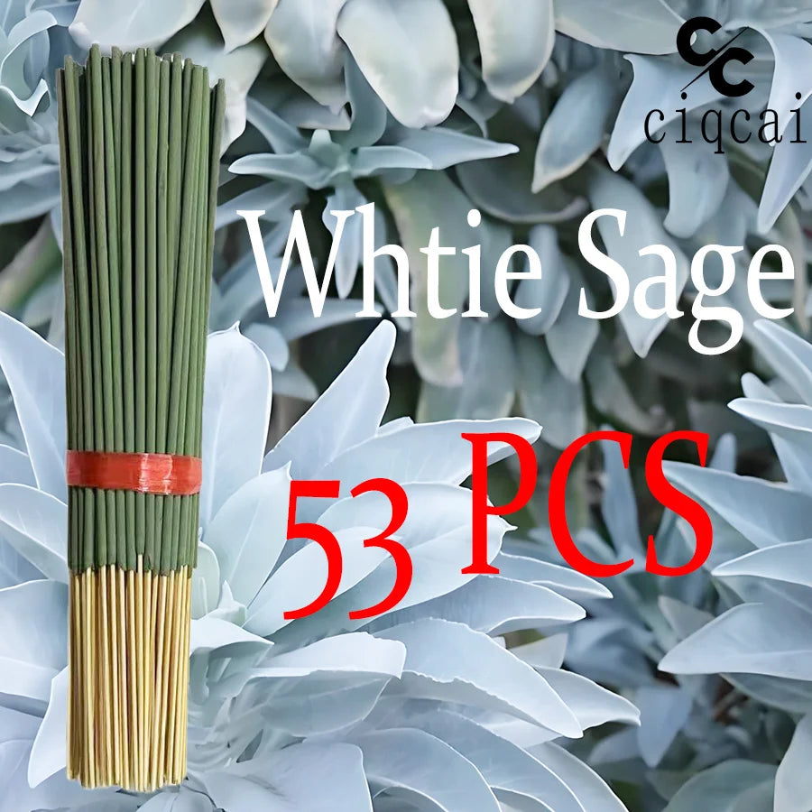 Hot-Selling High-Quality White Sage Incense Sticks, 22cm Long Thickened Handmade Bamboo Stick Incense, Natural Fragrance, Long-Lasting Scent, Suitable for Meditation, Yoga, Massage, Perfect Choice for Purifying the Air in Hom