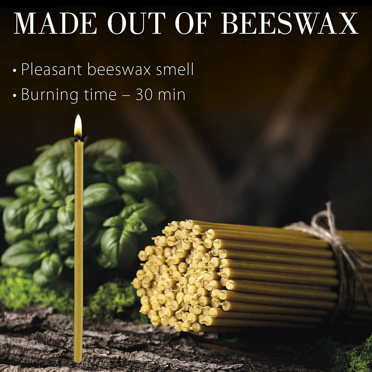50-300Pcs Natural Beeswax Candles Decorative Hanukkah Candles Beeswax Birthday Candles for Church Prayer Cake Christmas 6.29in