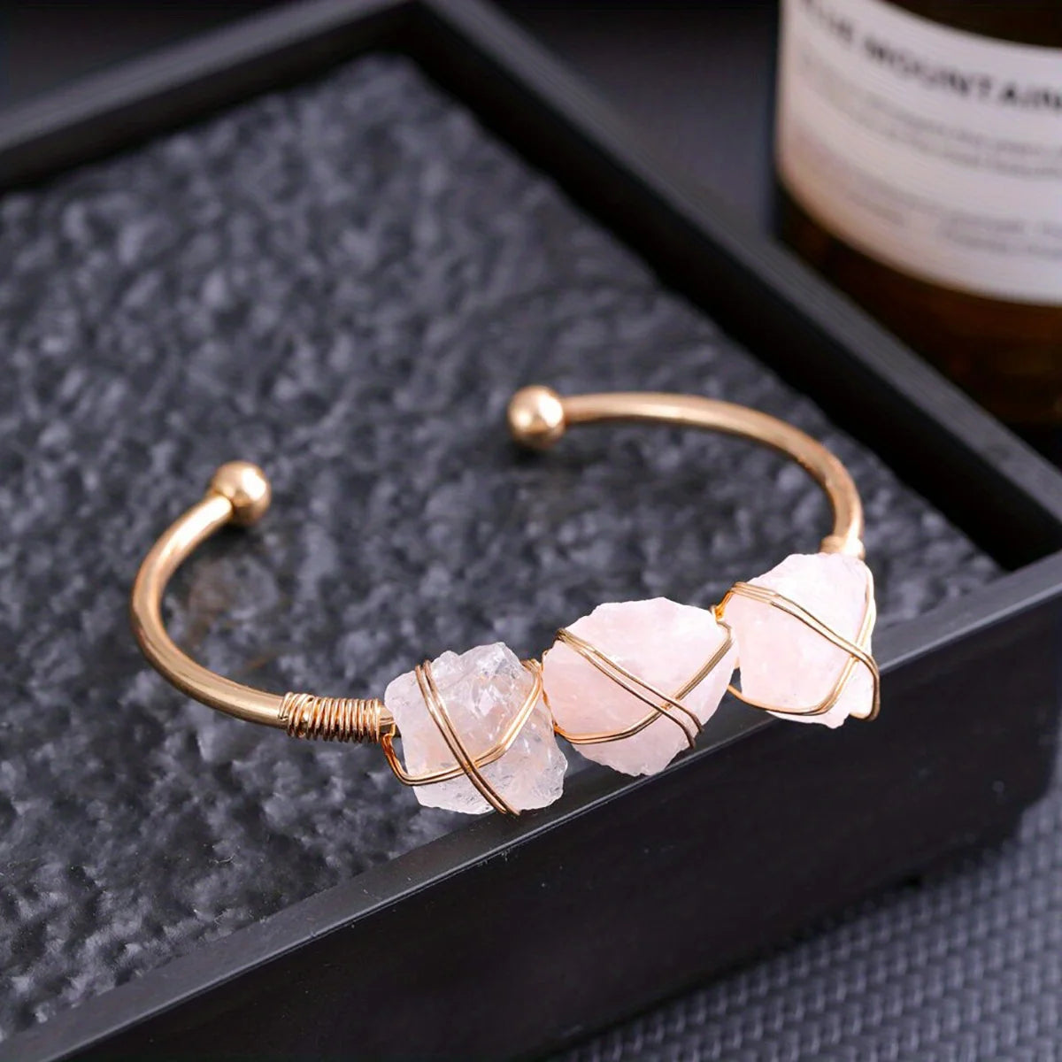 YEEVAA 1pc Natural Crystal Bracelet Irregular Raw Stone Copper Wire Wrapped Chakra Healing Balance Gemstone Bangle Jewelry Gift