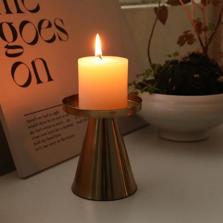 3pcs Candlestick Copper-Plated Tea Candle Light Candlestick Set for Wedding Home Decoration Table Black Candle Holder