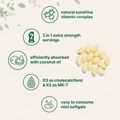 Vitamin D3 10000 IU + K2 MK-7 200 mcg Softgels with Coconut Oil 2-in-1 Vitamin D & K Complex Daily Supplement