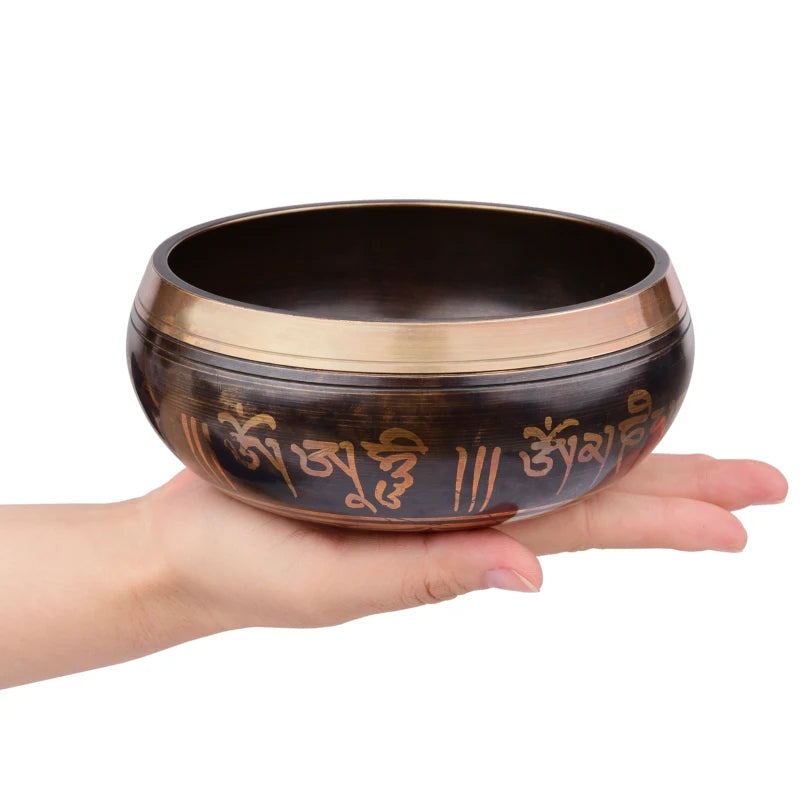 Tibetan Singing Bowl Set with 12.5cm/5inch Handmade Metal Sound Bowl & Soft Cushion & Wooden Striker