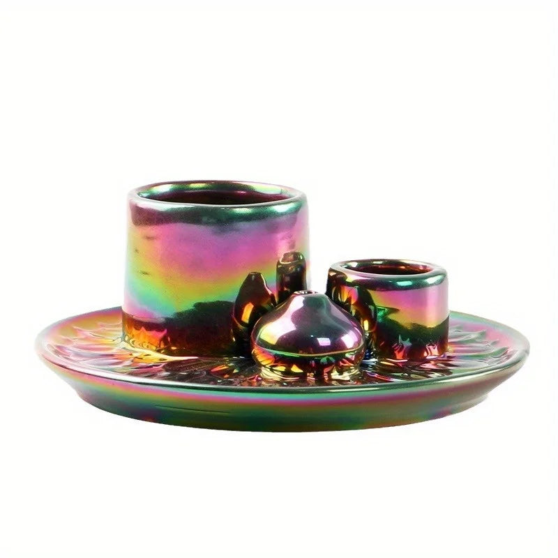 Candle Holder Electroplated Color Incense Burner Palo Santo Holder Sage Holder Incense Holder for Sticks Multifunctional Burner