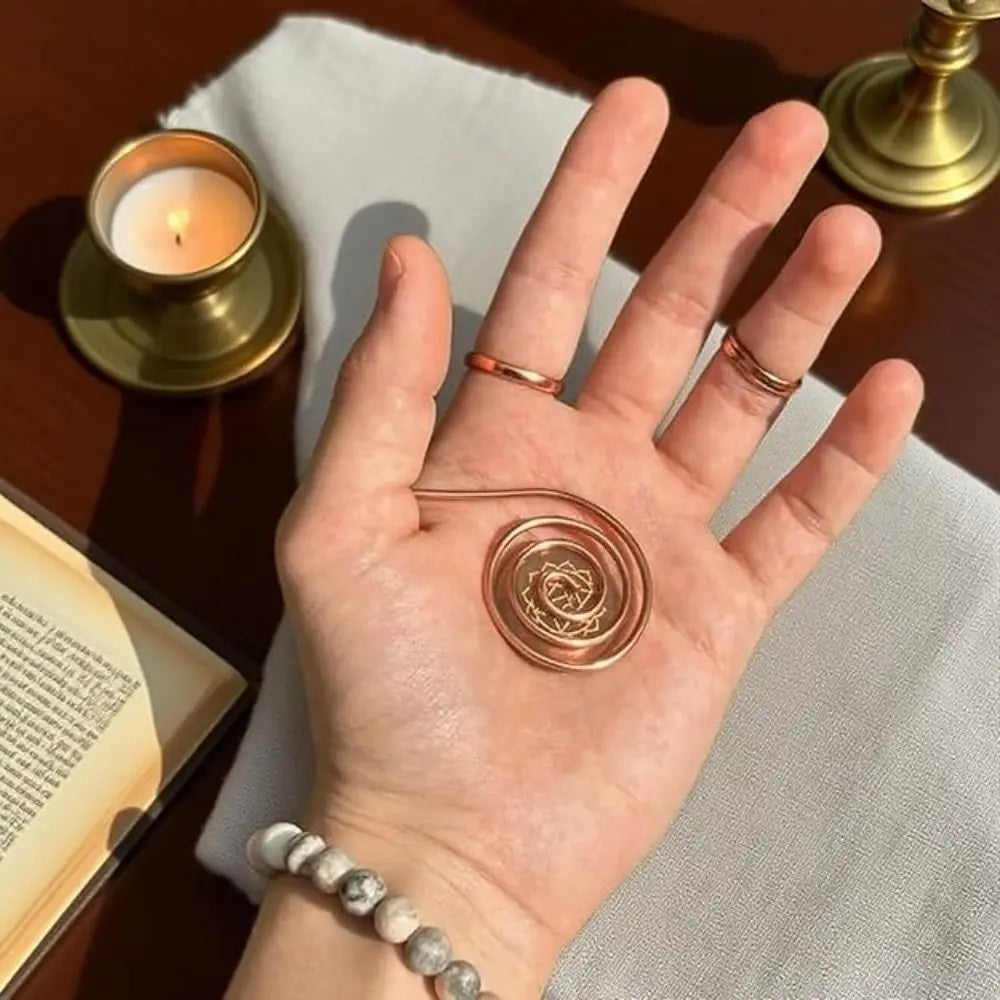 Adjustable Copper Palm Ring Handmade Jewelry Accessories Spiral Palm Ring Portable Copper Cuff for Meditation & Energy Healing