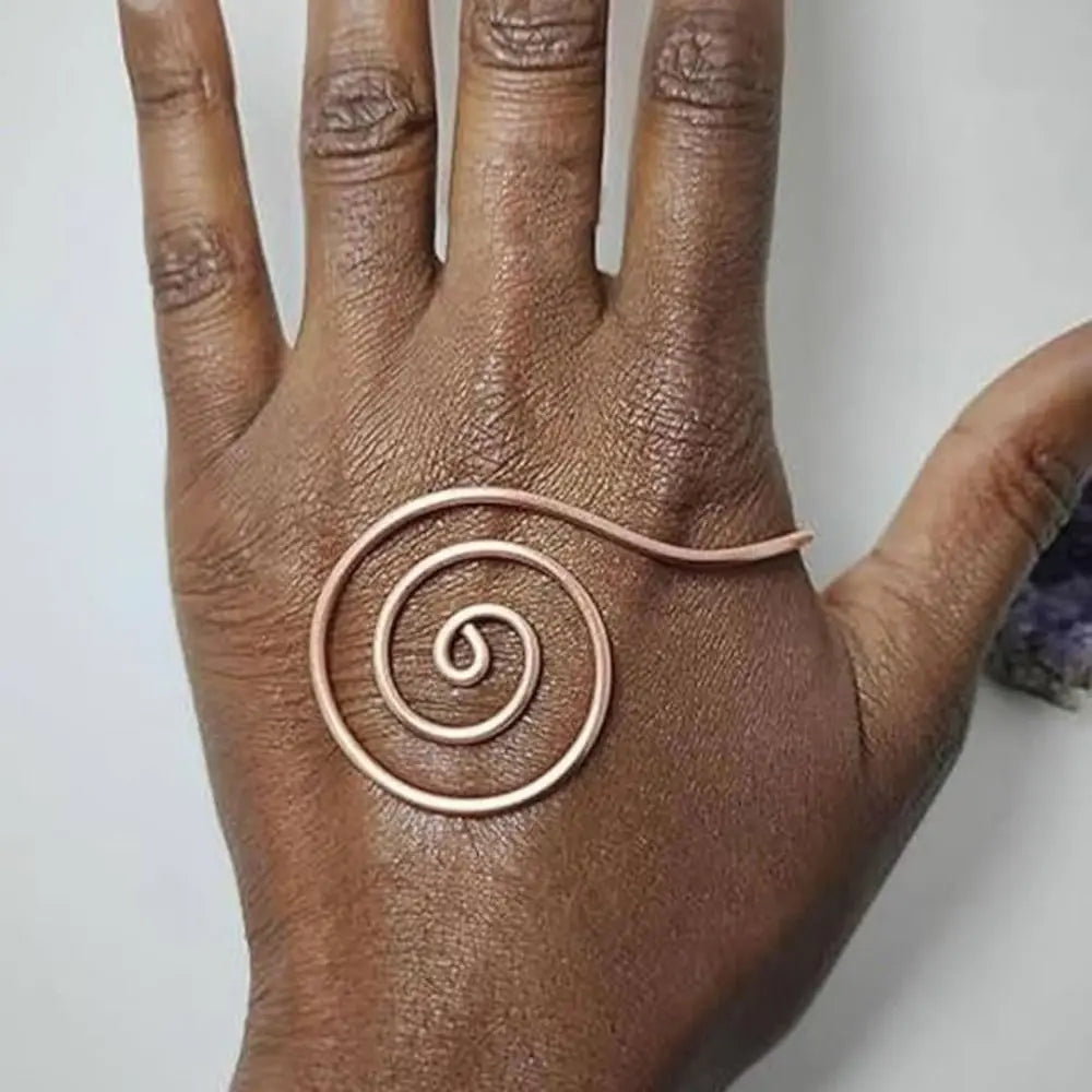 Adjustable Copper Palm Ring Handmade Jewelry Accessories Spiral Palm Ring Portable Copper Cuff for Meditation & Energy Healing