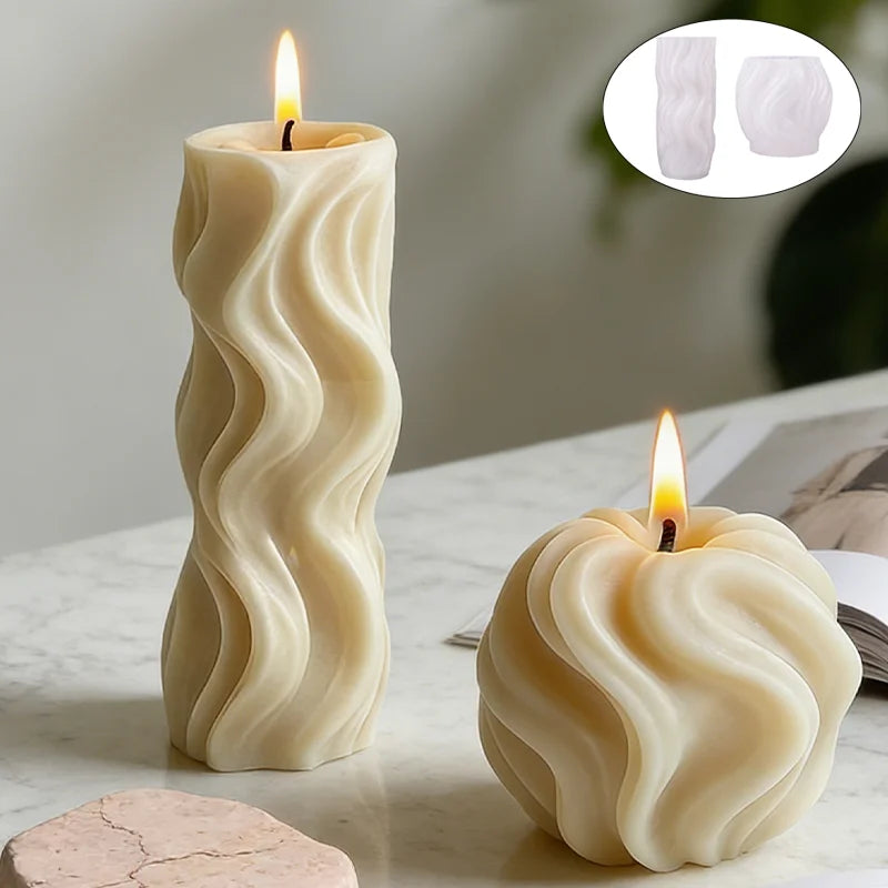 Geometric cylindrical candle molds, with a three-dimensional texture for easy demolding; perfect for trendy European-style aroma