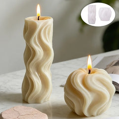 Geometric cylindrical candle molds, with a three-dimensional texture for easy demolding; perfect for trendy European-style aroma