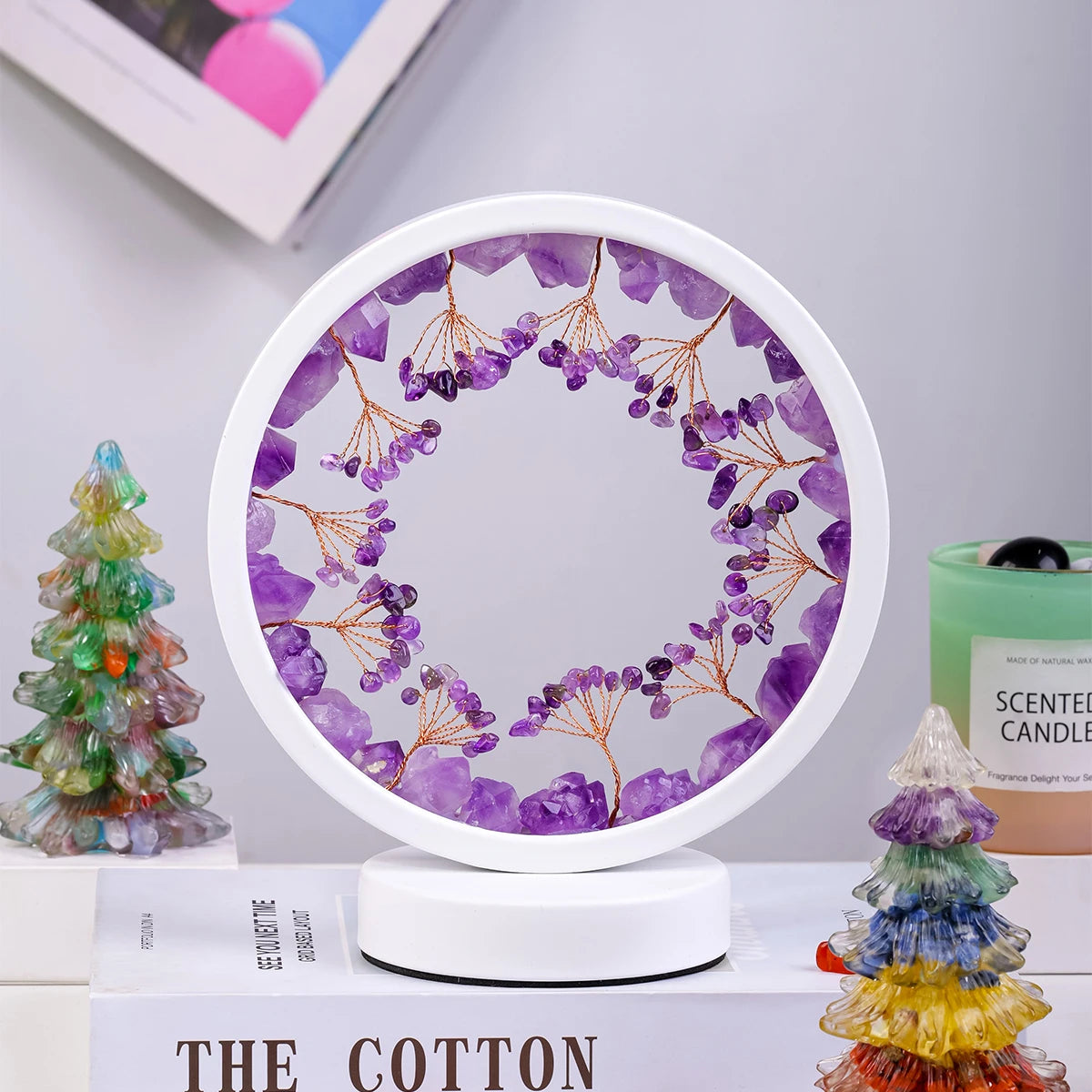 1PC Natural Amethyst Crystal Healing Luck Tree Crystals Night Raw Stone Table for Meditation Yoga