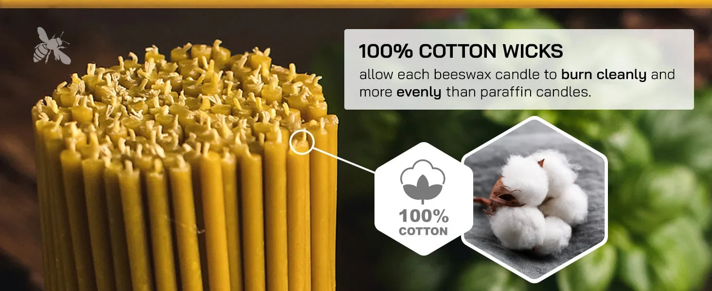 50-300Pcs Natural Beeswax Candles Decorative Hanukkah Candles Beeswax Birthday Candles for Church Prayer Cake Christmas 6.29in