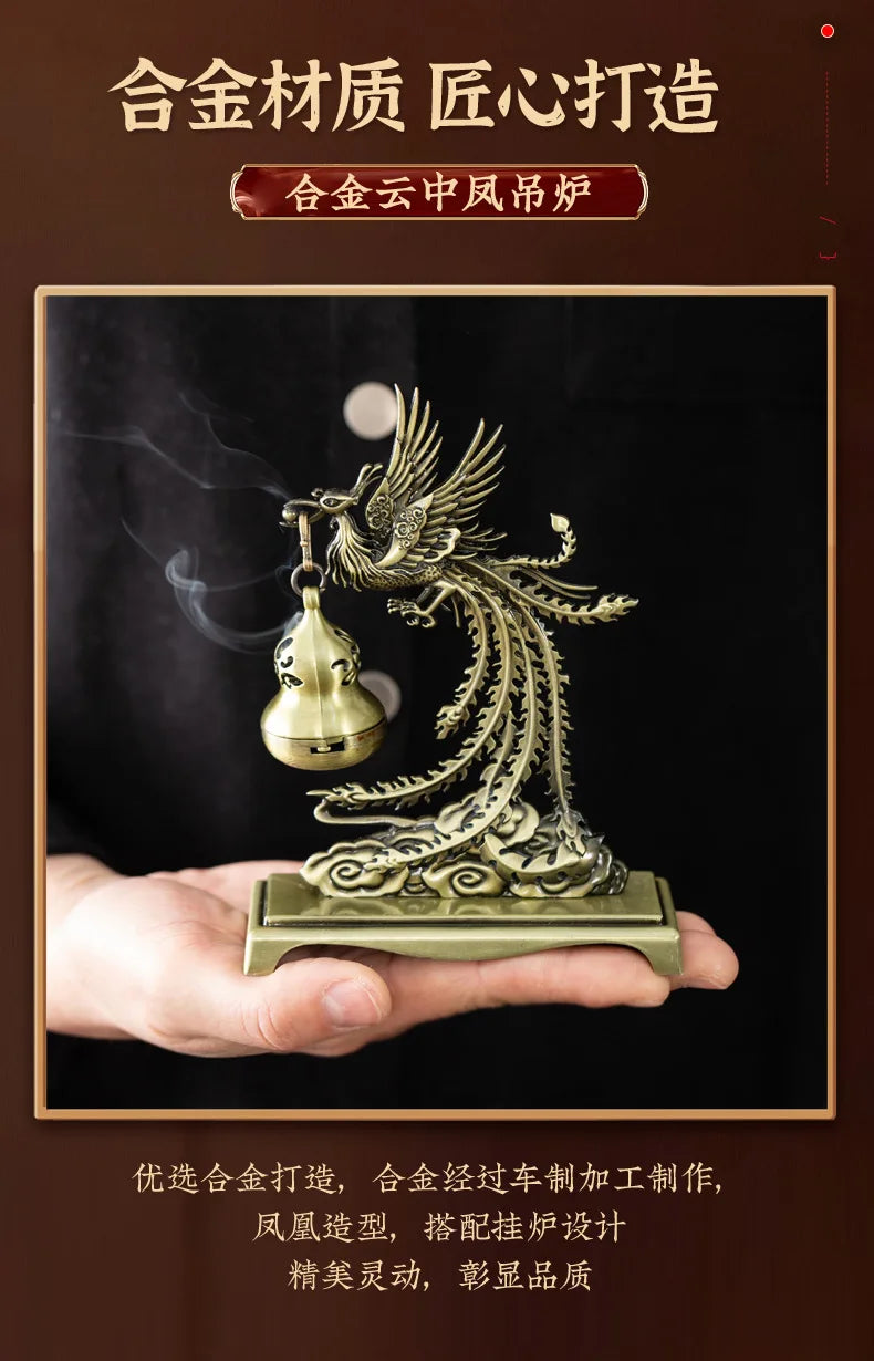 Creative Mini Alloy Phoenix Hanging Incense Burner Incense Holder Yoga Room Indoor Aroma Burners Home Fragrance Decor