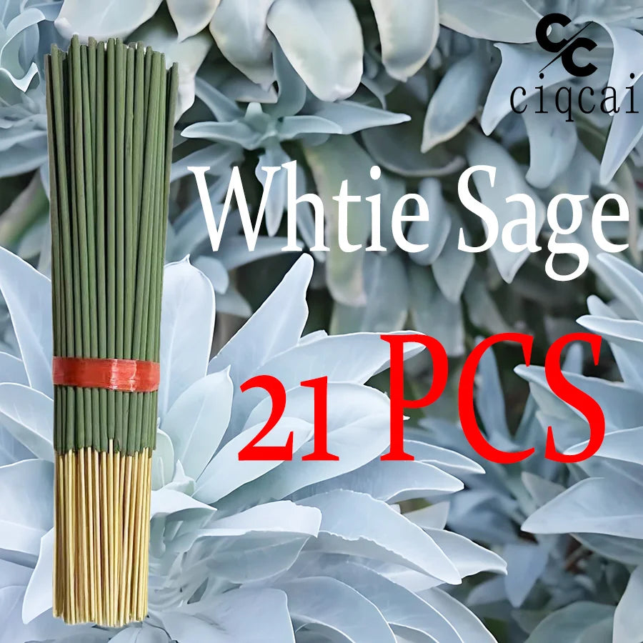 Hot-Selling High-Quality White Sage Incense Sticks, 22cm Long Thickened Handmade Bamboo Stick Incense, Natural Fragrance, Long-Lasting Scent, Suitable for Meditation, Yoga, Massage, Perfect Choice for Purifying the Air in Hom