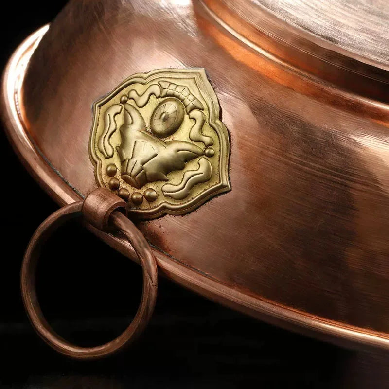 Red Copper Aromatherapy Dish,Engraving Hammer Texture Incense Pile Plate,Tibetan Religious Item Tray Desktop Altars Decorative