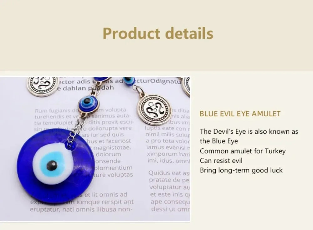 Turkish Blue Evil Eye Wall Hanging Pendant Amulet Lucky Charm Blessing Protection Gift Hamsa Hand Flower for Home Decoration