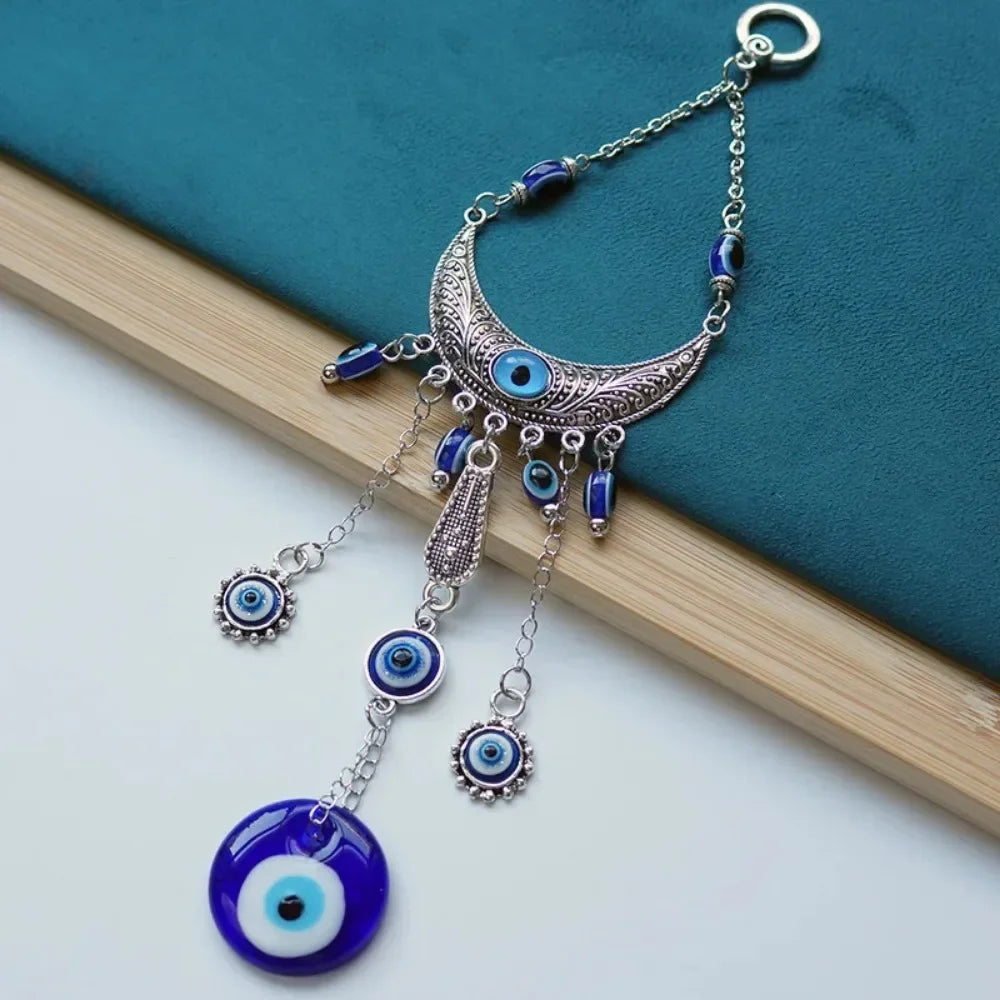 Turkish Blue Evil Eye Wall Hanging Pendant Amulet Lucky Charm Blessing Protection Gift Hamsa Hand Flower for Home Decoration