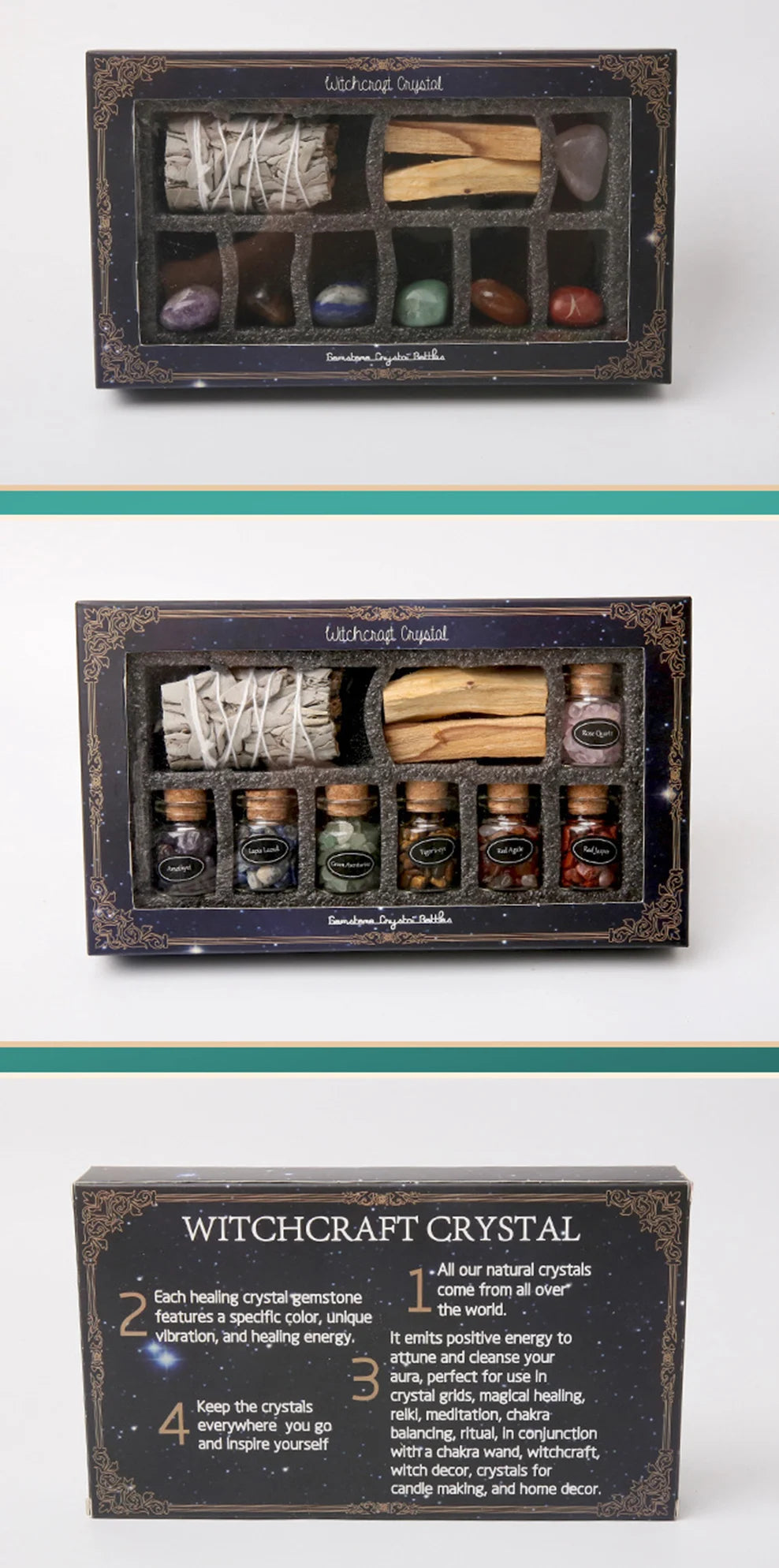 Aromatherapy gift box set for space purification, decompression, Peru's Sacred Wood, Witchcraft Crystal, Home fragrance set box,