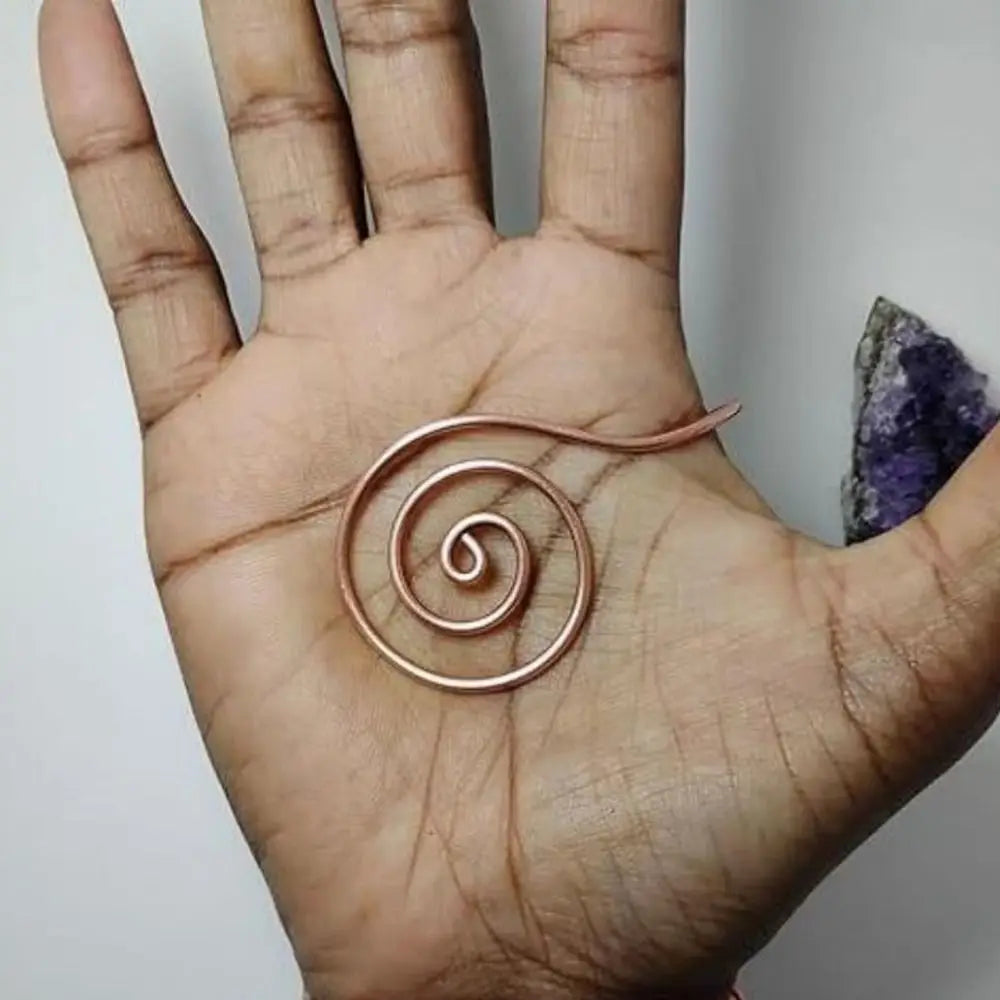 Adjustable Copper Palm Ring Handmade Jewelry Accessories Spiral Palm Ring Portable Copper Cuff for Meditation & Energy Healing