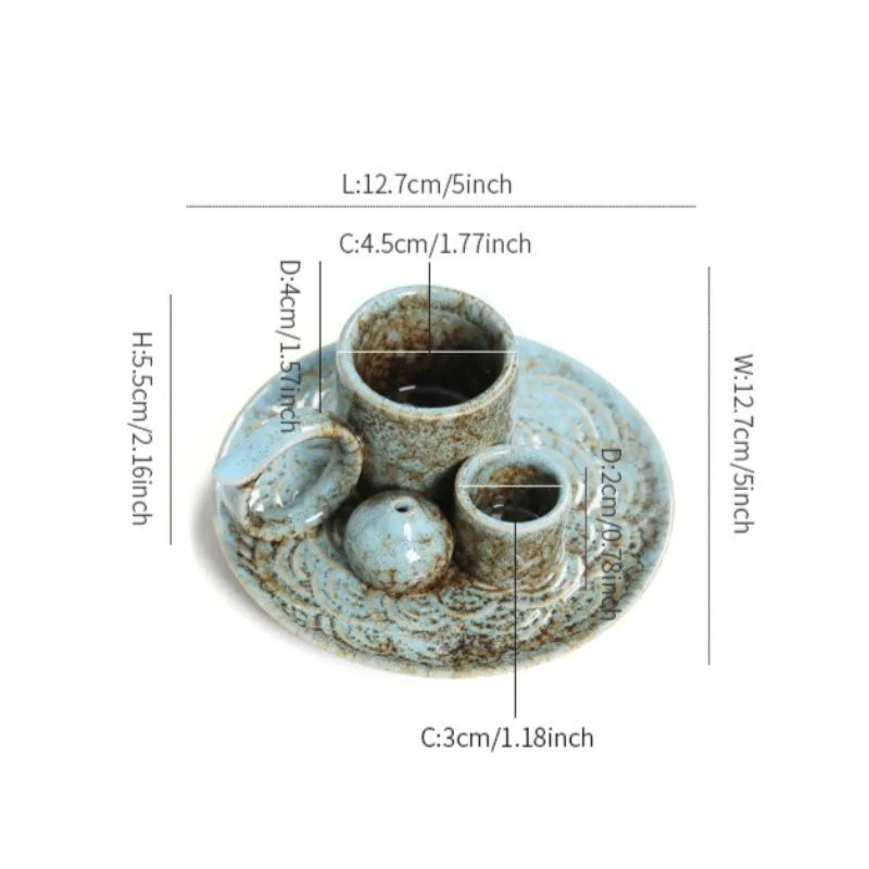 4 in 1 Ceramic Palo Santo Sticks Holder Incense Burner Sage Holder Incense Holders Ash Catcher Tray for Meditation Yoga Room