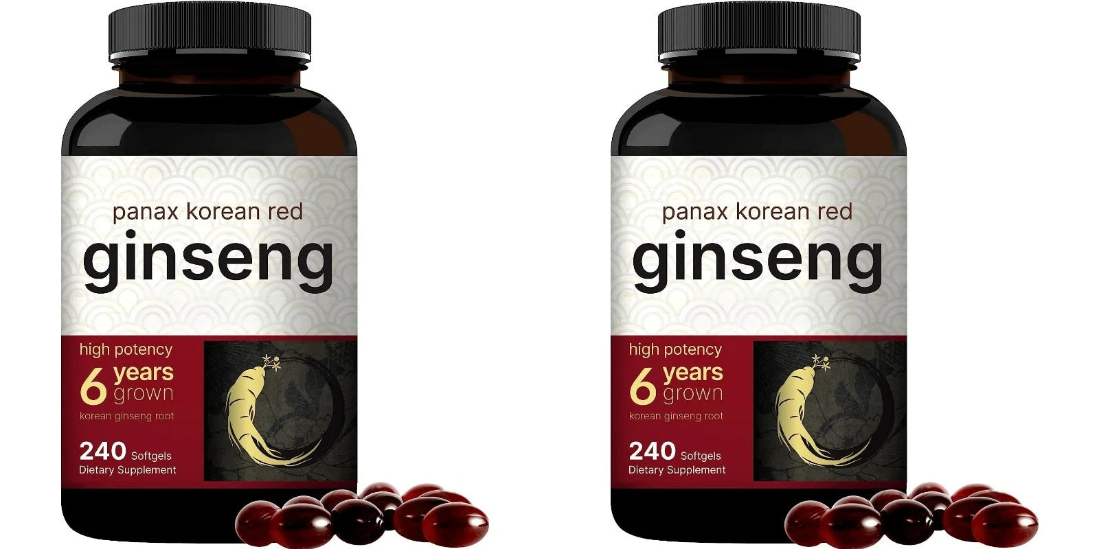 Korean Red Ginseng Panax Extract High Potency 240 Softgels Vegan Natural Energy Immune Support Supplement Suitable for Adults