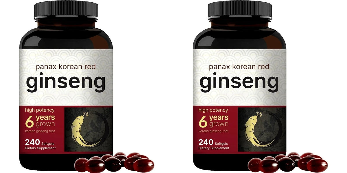 Korean Red Ginseng Panax Extract High Potency 240 Softgels Vegan Natural Energy Immune Support Supplement Suitable for Adults