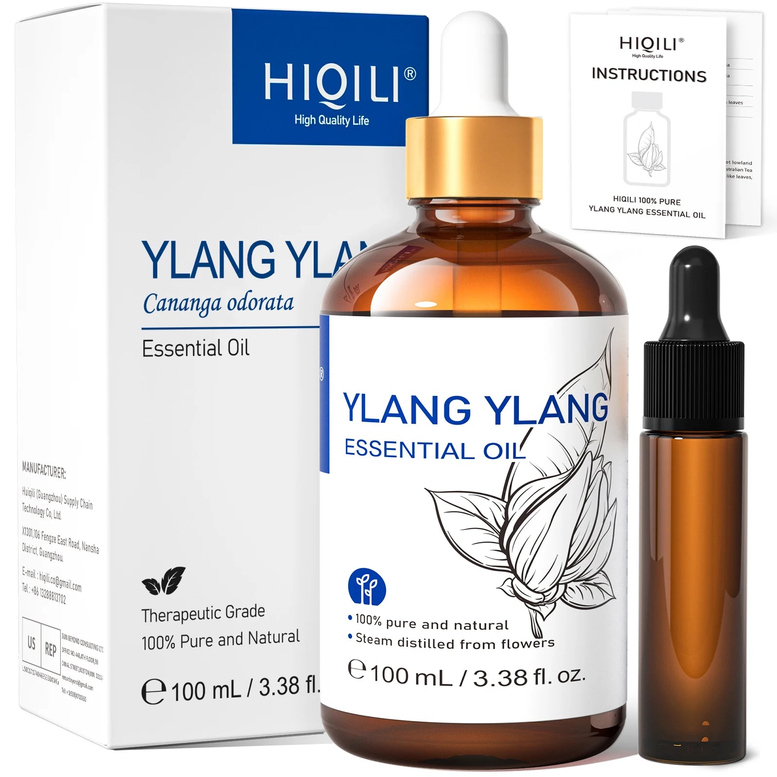 HIQILI 100% Tea Tree Essential Oil 100ml for Aromatherapy Massage DIY Beauty Skin Hair Relaxation Lavender Ginger Sandalwood