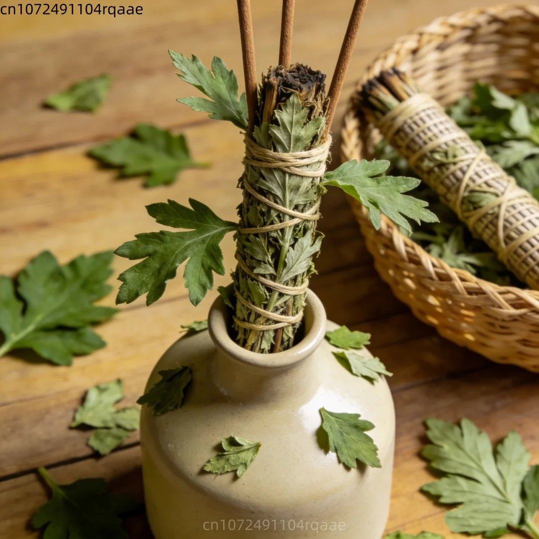 Premium Dried Mugwort Leaves Natural Wormwood Artemisia Argyi for Moxibustion Foot Bath Spa Relaxation Long Lasting Reed Diffuse