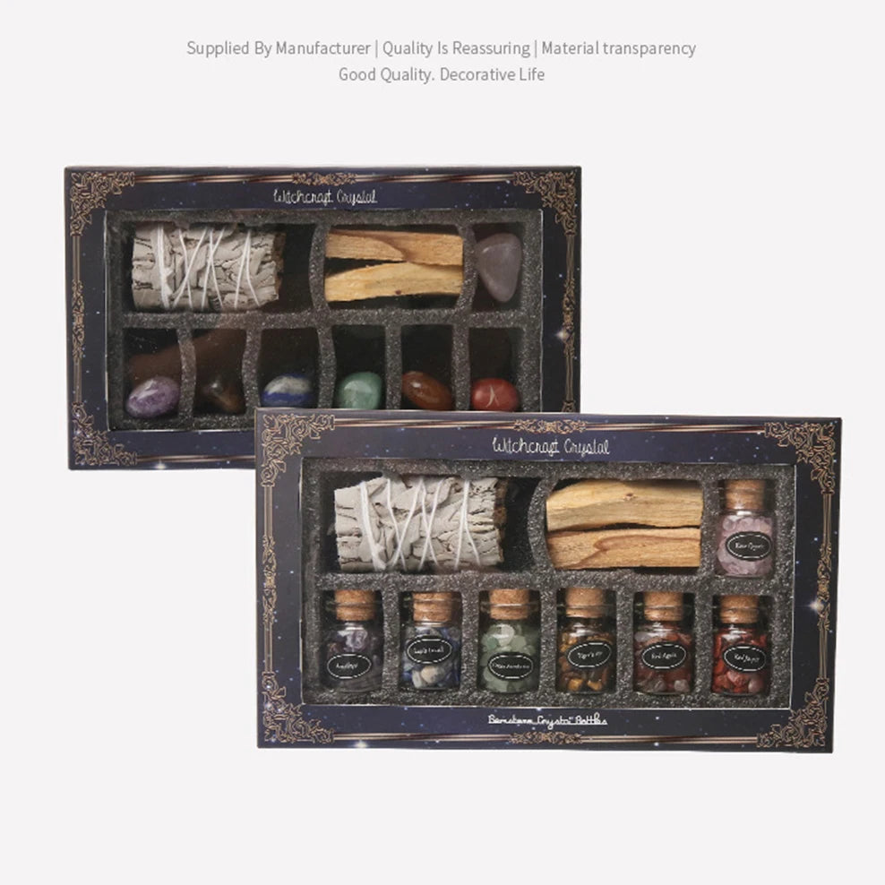 Aromatherapy gift box set for space purification, decompression, Peru's Sacred Wood, Witchcraft Crystal, Home fragrance set box,