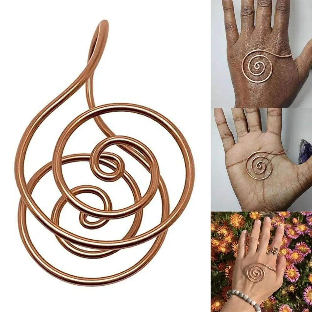Adjustable Copper Palm Ring Handmade Jewelry Accessories Spiral Palm Ring Portable Copper Cuff for Meditation & Energy Healing