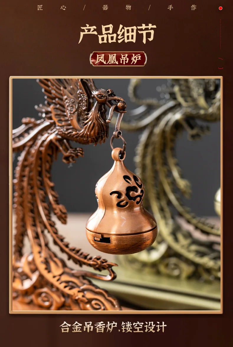 Creative Mini Alloy Phoenix Hanging Incense Burner Incense Holder Yoga Room Indoor Aroma Burners Home Fragrance Decor
