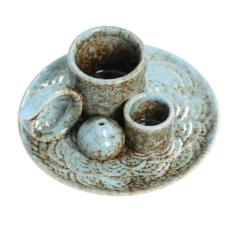 4 in 1 Ceramic Palo Santo Sticks Holder Incense Burner Sage Holder Incense Holders Ash Catcher Tray for Meditation Yoga Room