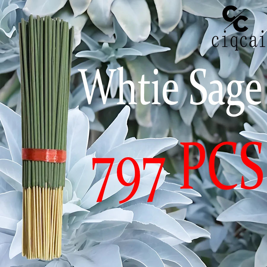 Hot-Selling High-Quality White Sage Incense Sticks, 22cm Long Thickened Handmade Bamboo Stick Incense, Natural Fragrance, Long-Lasting Scent, Suitable for Meditation, Yoga, Massage, Perfect Choice for Purifying the Air in Hom