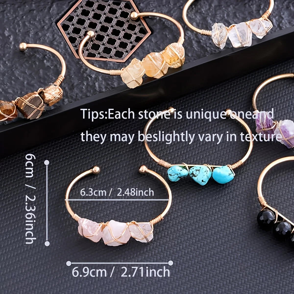 YEEVAA 1pc Natural Crystal Bracelet Irregular Raw Stone Copper Wire Wrapped Chakra Healing Balance Gemstone Bangle Jewelry Gift