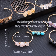 YEEVAA 1pc Natural Crystal Bracelet Irregular Raw Stone Copper Wire Wrapped Chakra Healing Balance Gemstone Bangle Jewelry Gift