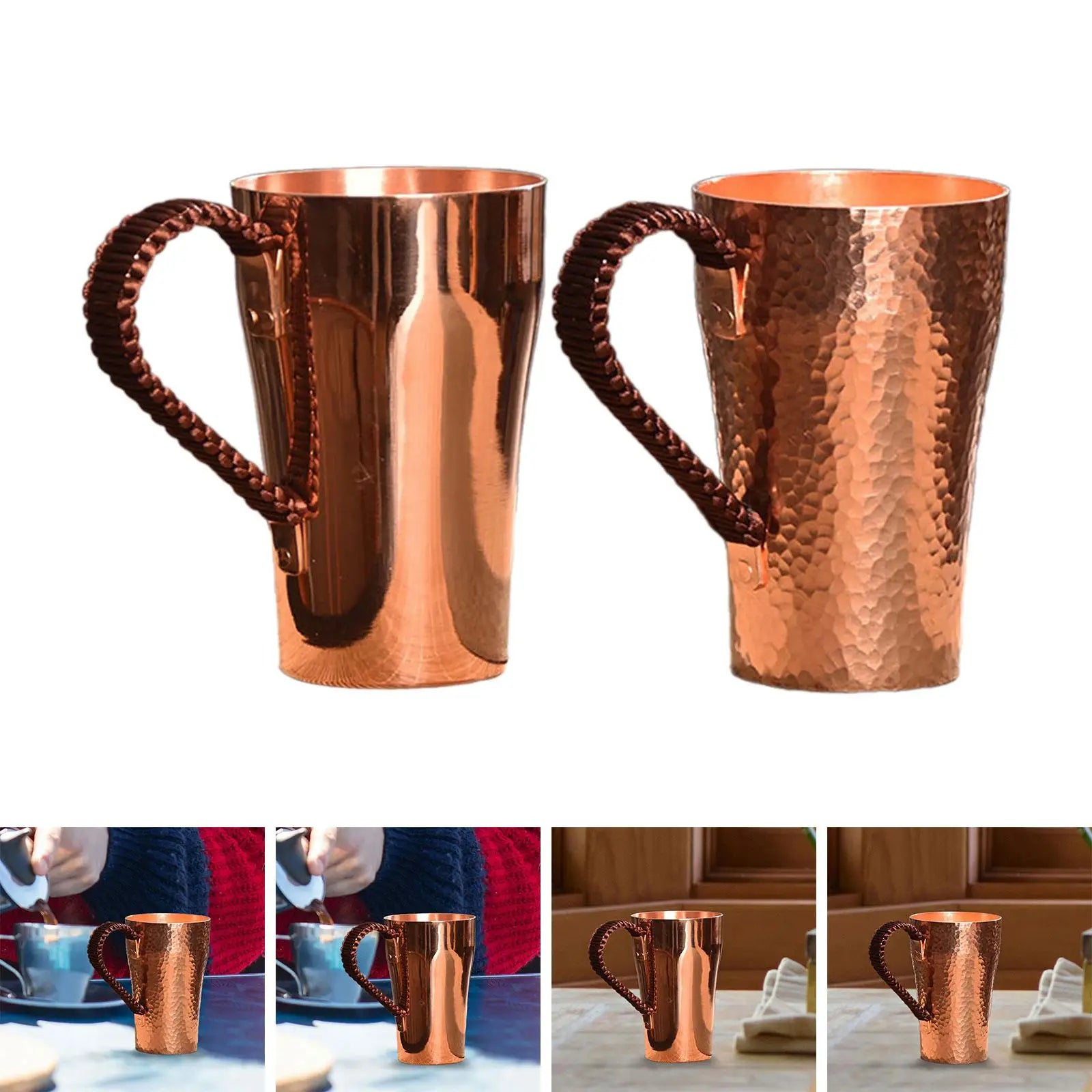Copper Coffee Mug Drinkware Moscow Mules Cup Large Capacity 400ml Water Mug Handmade Copper Water Cup for Beverage Hosuehold
